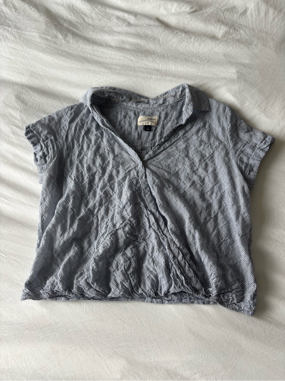 Universal Thread Blue White Striped Wrap Blouse M